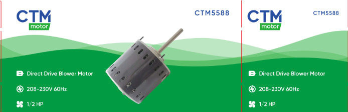 UL Direct Drive HVAC Blower Motor 208~230VAC 1/2HP 1075/3RPM Air Handler Motor